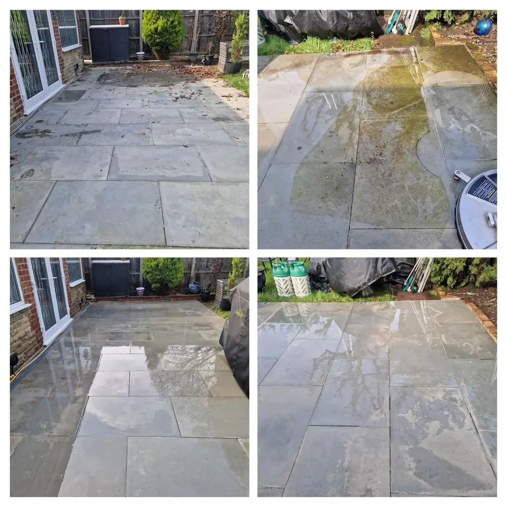 Pressure washing patio in Ealing, West London – before and after by URBNX
