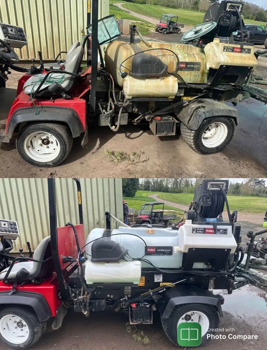 Toro Workman 200 sprayer before and after cleaning