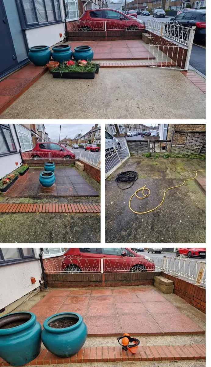 Pressure washing concrete driveway in West Drayton, West London – before and after by URBNX