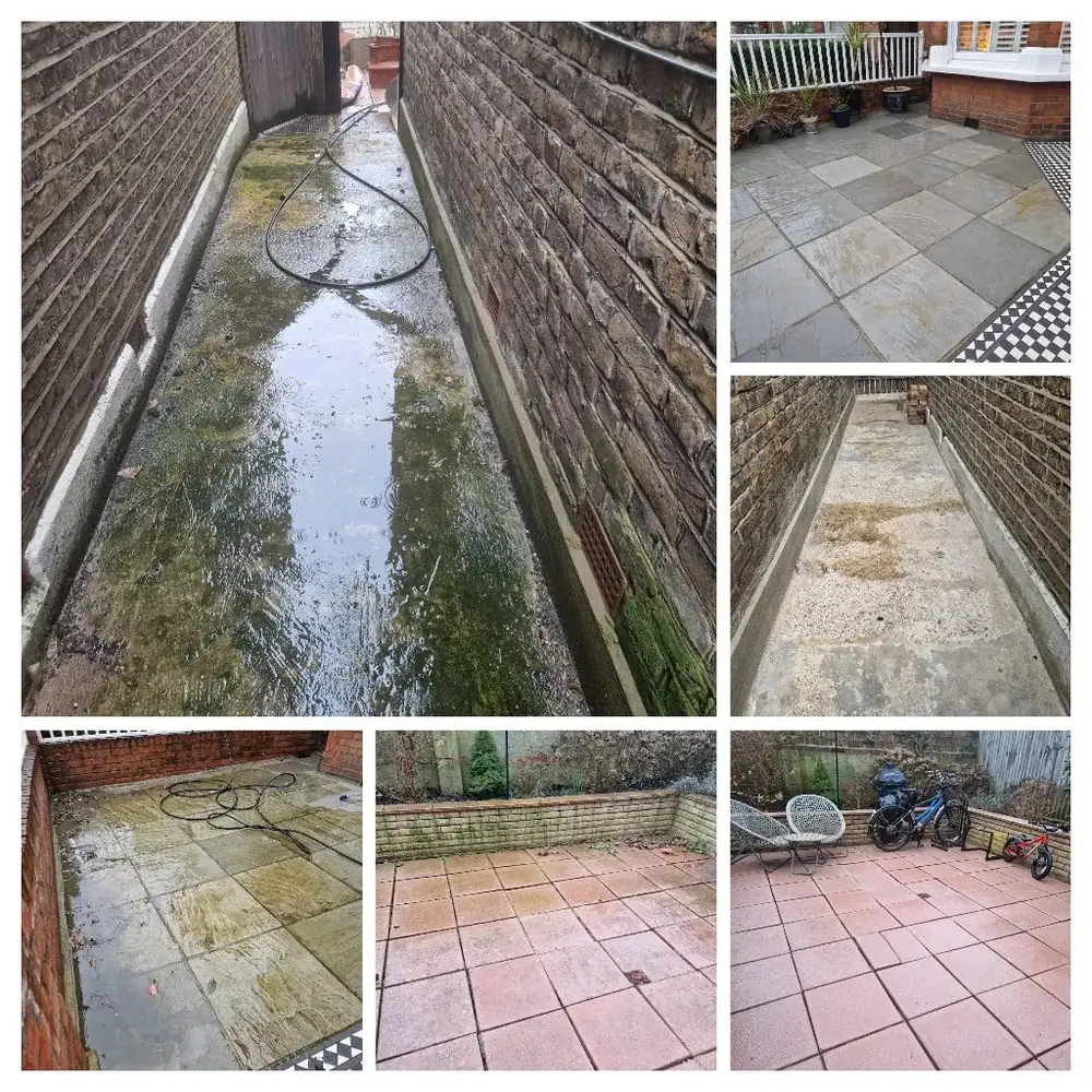 Pressure washing patio in Acton, West London – before and after by URBNX