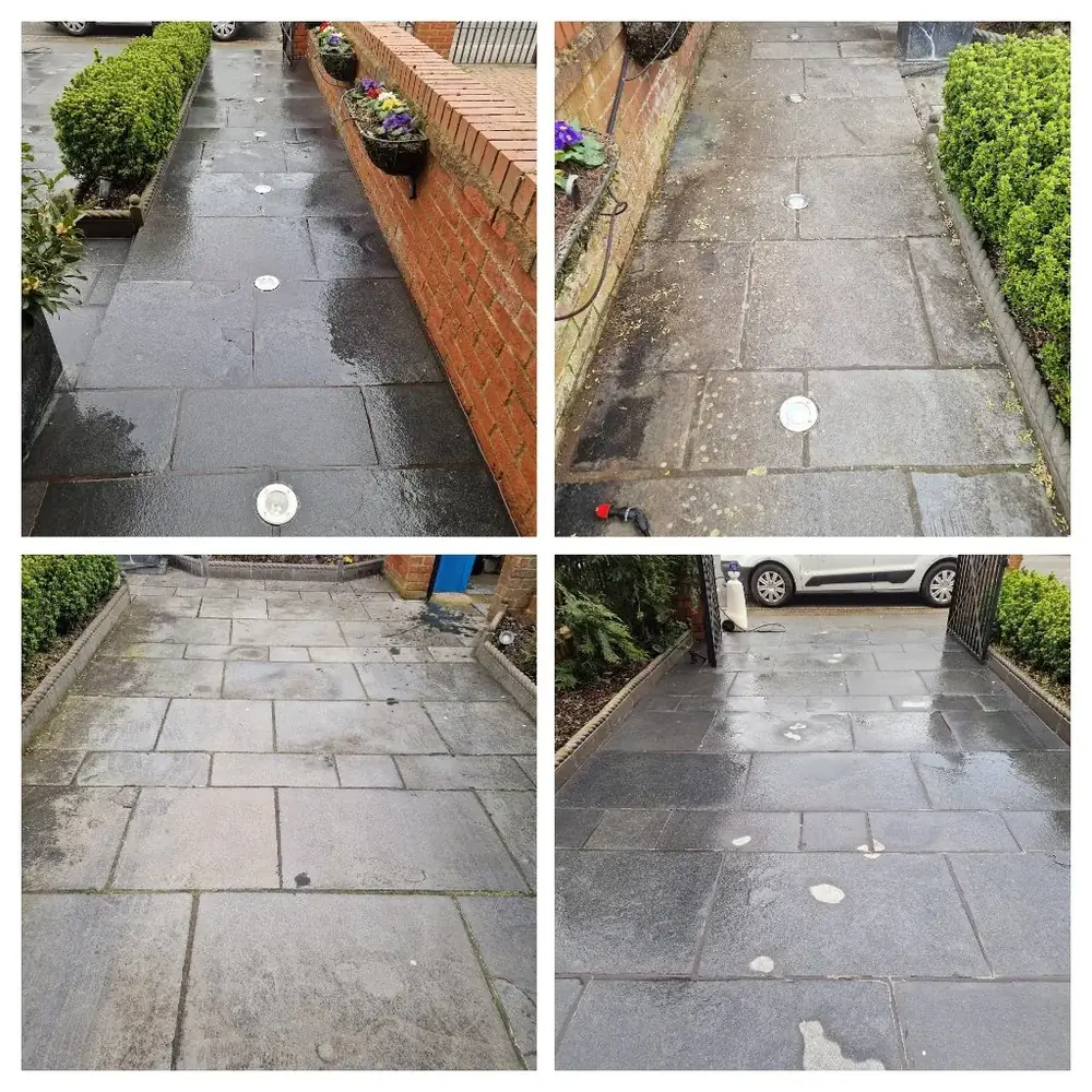 Pressure washing driveway in Ealing, West London – before and after by URBNX