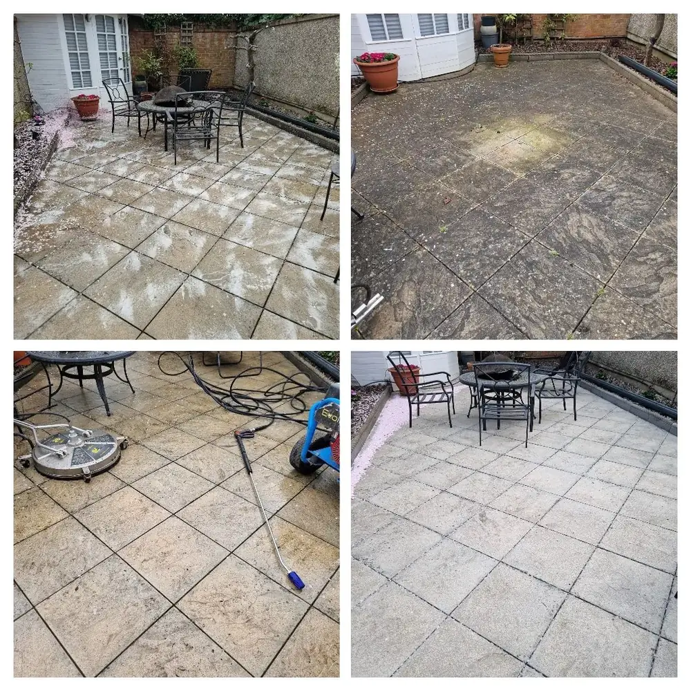 Pressure washing patio in Ealing, West London – before and after by URBNX