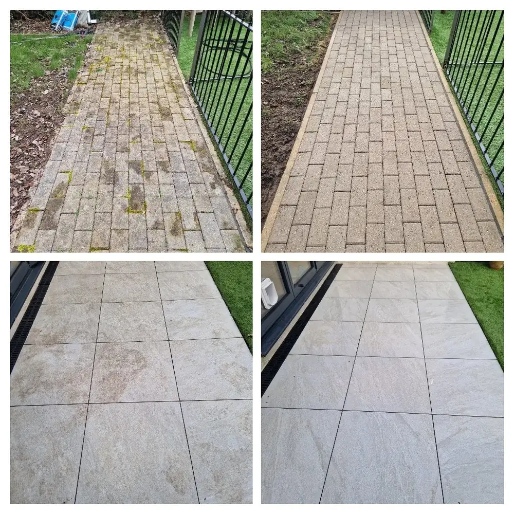 Pressure washing patio in Ealing, West London – before and after by URBNX