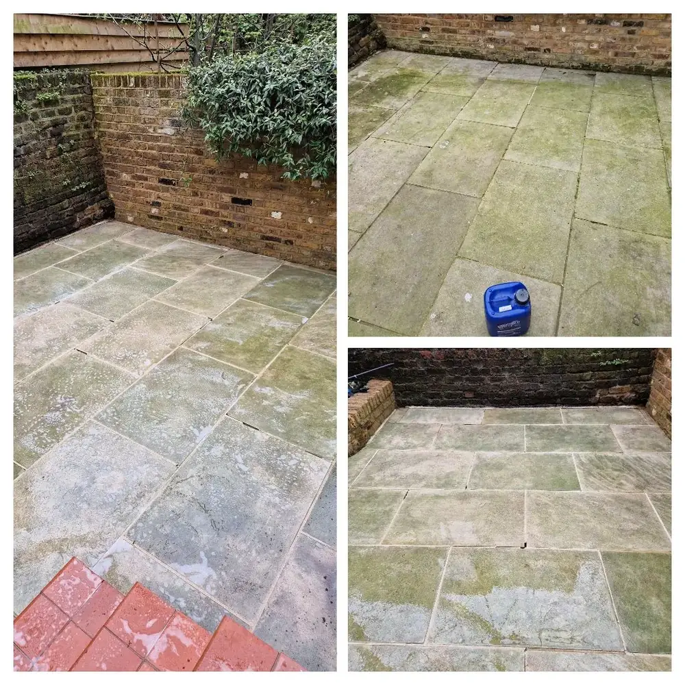 Soft washing patio in Kensington, West London – before and after by URBNX