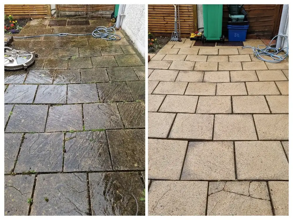 Pressure washing patio in Twickenham, West London – before and after by URBNX